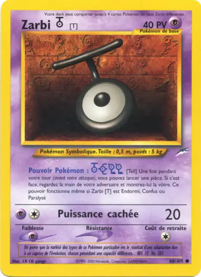 Image de la carte Pokemon Zarbi T 88/105