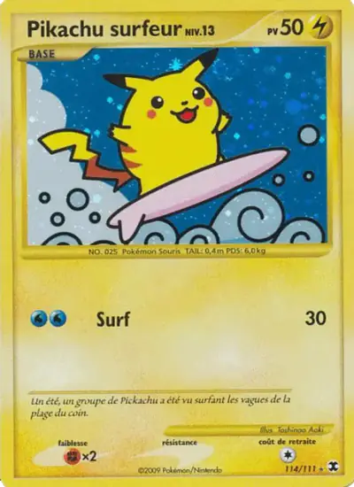 Image de la carte Pokemon Pikachu surfeur Niv. 13 114/111