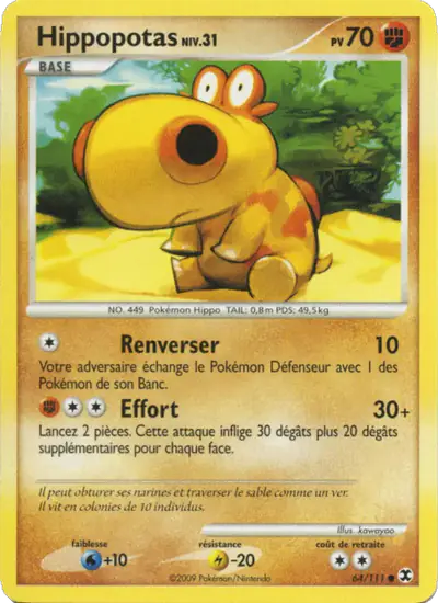 Image de la carte Pokemon Hippopotas Niv. 31 64/111