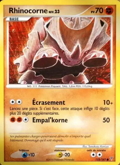 Image de la carte Pokemon Rhinocorne 122/147
