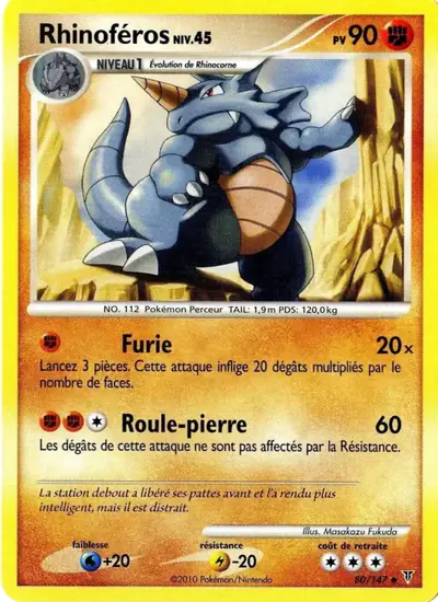Image de la carte Pokemon Rhinoféros 80/147