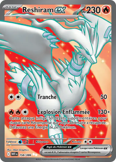 Image de la carte Pokemon Reshiram ex 158/86