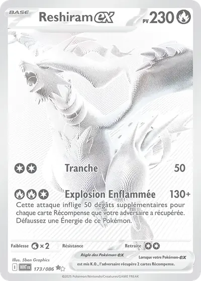Image de la carte Pokemon Reshiram ex 173/86