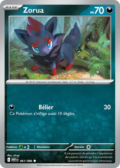 Image de la carte Pokemon Zorua 061/86