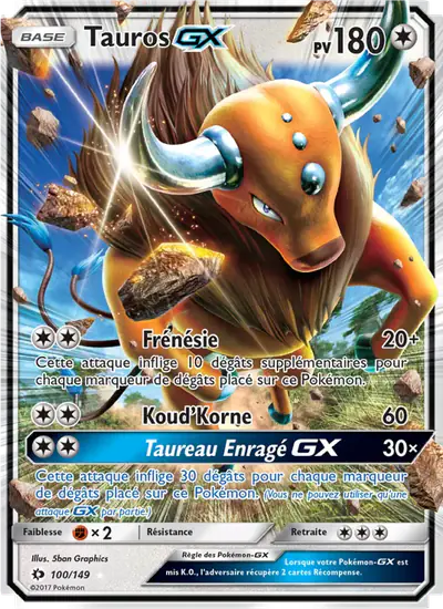 Image de la carte Pokemon Tauros GX 100/149