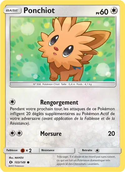 Image de la carte Pokemon Ponchiot 103/149