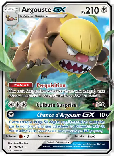 Image de la carte Pokemon Argouste GX 110/149