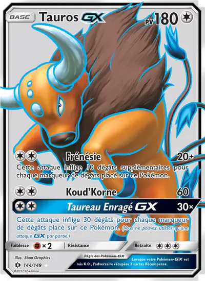 Image de la carte Pokemon Tauros GX 144/149
