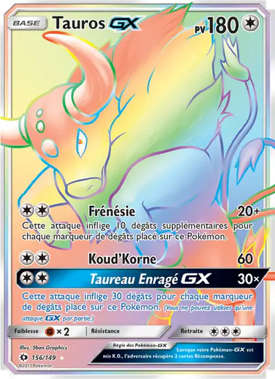 Image de la carte Pokemon Tauros GX 156/149