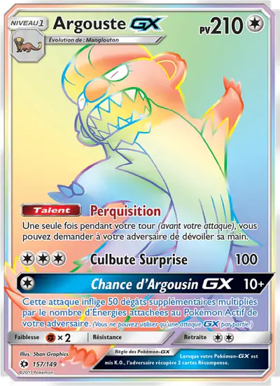 Image de la carte Pokemon Argouste GX 157/149