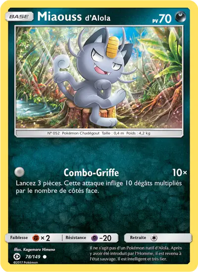 Image de la carte Pokemon Miaouss d'Alola 78/149