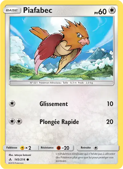 Image de la carte Pokemon Piafabec 145/214
