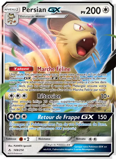 Image de la carte Pokemon Persian GX 149/214