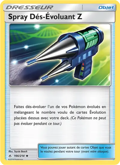 Image de la carte Pokemon Spray Dés-Évoluant Z 166/214
