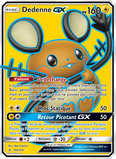 Image de la carte Pokemon Dedenne GX 195/214