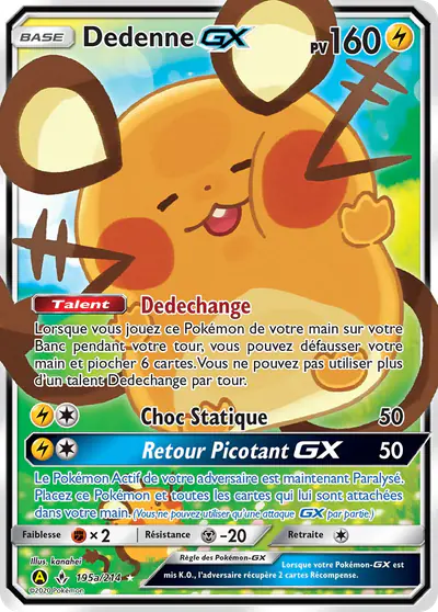 Image de la carte Pokemon Dedenne GX 195a/214
