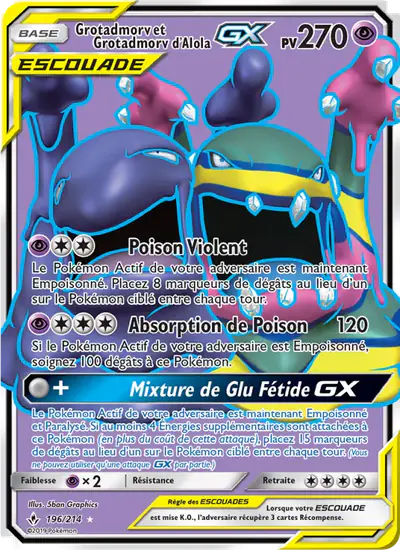 Image de la carte Pokemon Grotadmorv et Grotadmorv d'Alola GX 196/214
