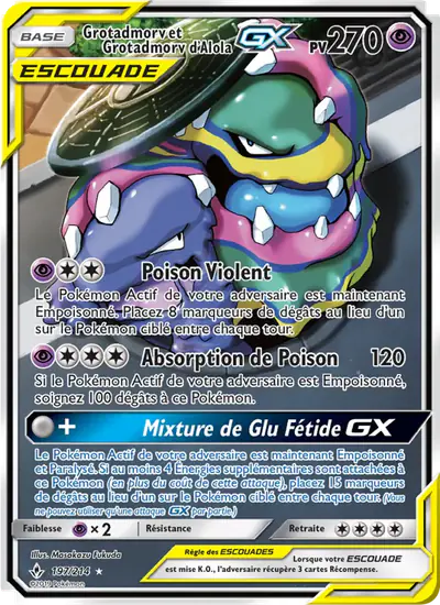 Image de la carte Pokemon Grotadmorv et Grotadmorv d'Alola GX 197/214