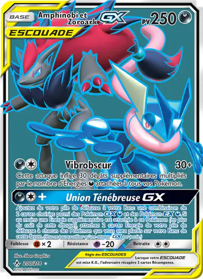 Image de la carte Pokemon Amphinobi et Zoroark GX 200/214