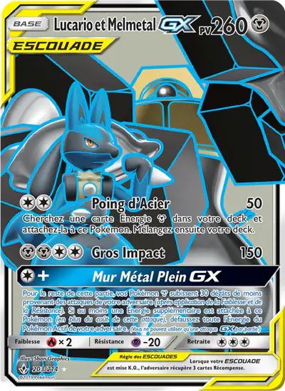 Image de la carte Pokemon Lucario et Melmetal GX 203/214