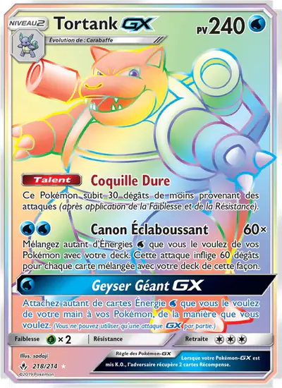 Image de la carte Pokemon Tortank GX 218/214