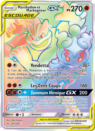 Image de la carte Pokemon Marshadow et Mackogneur GX 221/214