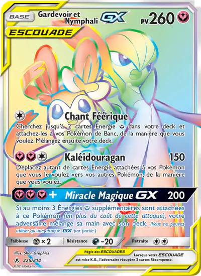 Image de la carte Pokemon Gardevoir et Nymphali GX 225/214