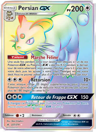 Image de la carte Pokemon Persian GX 227/214