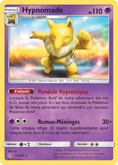 Image de la carte Pokemon Hypnomade 72/214