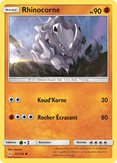 Image de la carte Pokemon Rhinocorne 93/214