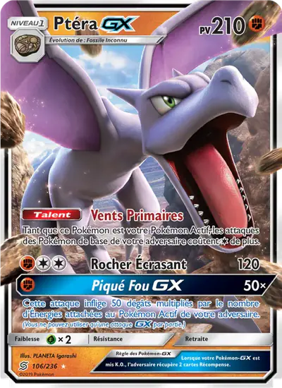 Image de la carte Pokemon Ptéra GX 106/236