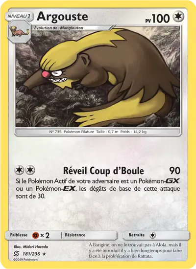 Image de la carte Pokemon Argouste 181/236