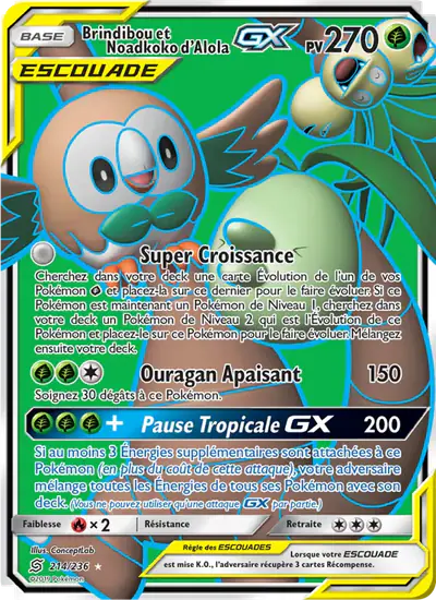 Image de la carte Pokemon Brindibou et Noadkoko d'Alola GX 214/236