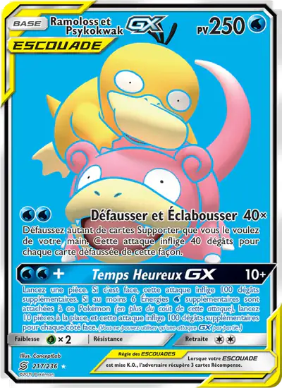 Image de la carte Pokemon Ramoloss et Psykokwak GX 217/236