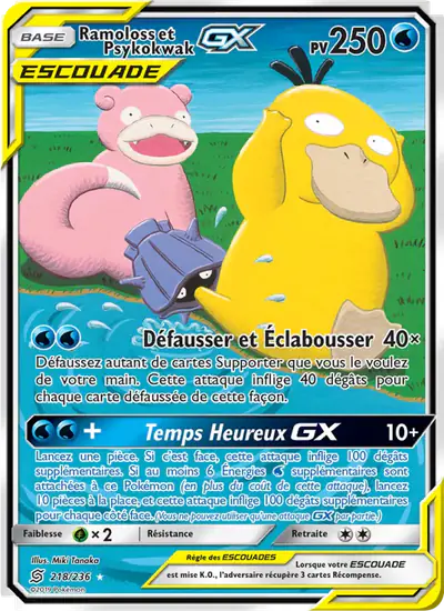 Image de la carte Pokemon Ramoloss et Psykokwak GX 218/236