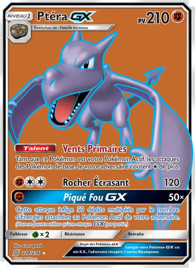Image de la carte Pokemon Ptéra GX 224/236