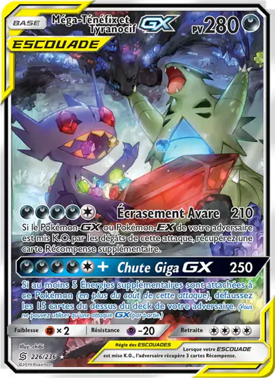 Image de la carte Pokemon Méga-Ténéfix et Tyranocif GX 226/236