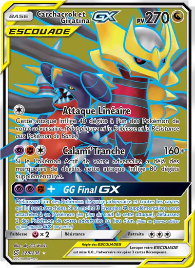 Image de la carte Pokemon Carchacrok et Giratina GX 228/236