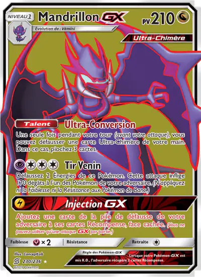 Image de la carte Pokemon Mandrillon GX 230/236