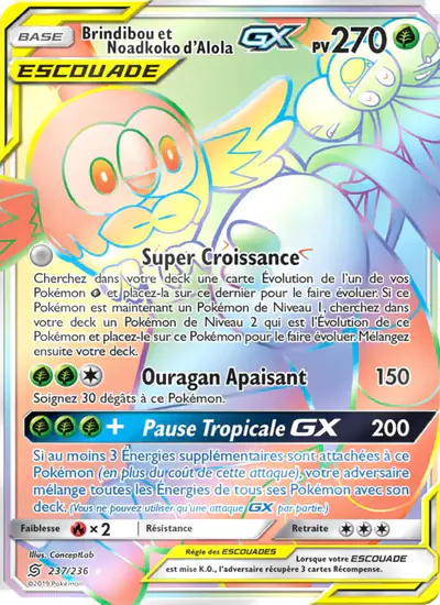 Image de la carte Pokemon Brindibou et Noadkoko d'Alola GX 237/236