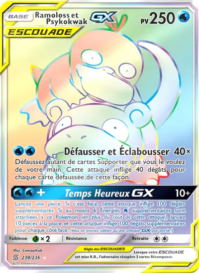 Image de la carte Pokemon Ramoloss et Psykokwak GX 239/236