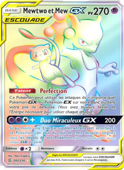 Image de la carte Pokemon Mewtwo et Mew GX 242/236