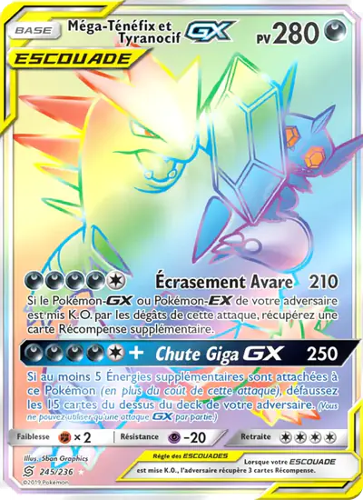 Image de la carte Pokemon Méga-Ténéfix et Tyranocif GX 245/236