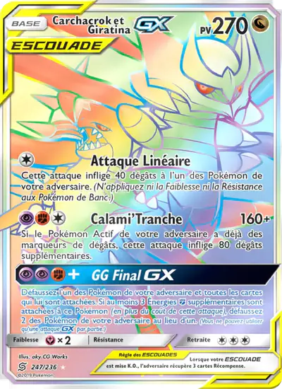 Image de la carte Pokemon Carchacrok et Giratina GX 247/236