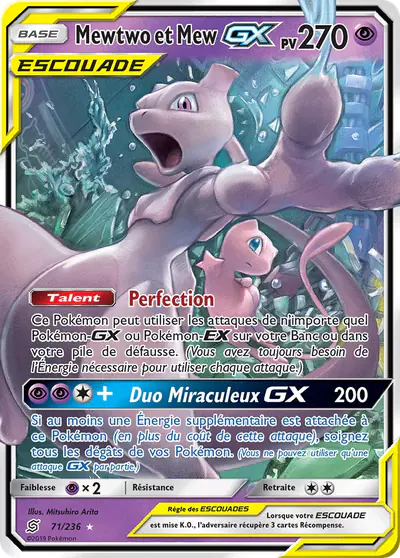 Image de la carte Pokemon Mewtwo et Mew GX 71/236