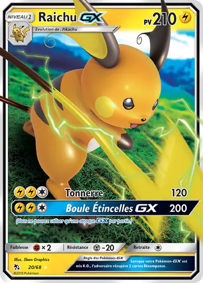 Image de la carte Pokemon Raichu GX 20/68