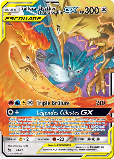 Image de la carte Pokemon Sulfura, Électhor et Artikodin GX 44/68