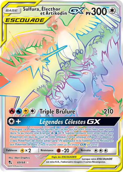 Image de la carte Pokemon Sulfura, Électhor et Artikodin GX 69/68