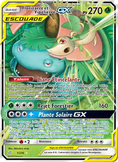 Image de la carte Pokemon Florizarre et Vipélierre GX 1/236