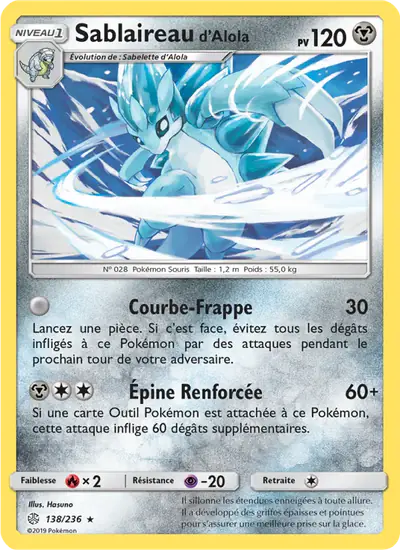 Image de la carte Pokemon Sablaireau d'Alola 138/236